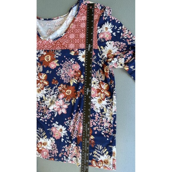 Blair Women's 3/4 Sleeve Multicolor Floral Blouse size Large - Picture 10 of 10
